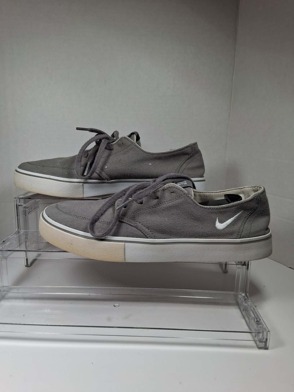 Nike Men's Gray/White Canvas Lace-Up Low Top Sneakers 458697-004 Sz: 8.5